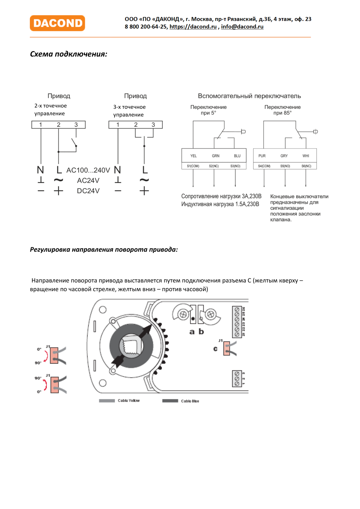 Привод воздушной заслонки DAC-LMC24-08S