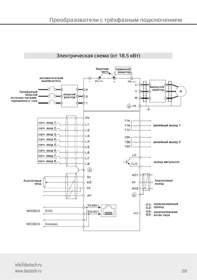 Преобразователь частоты Dastech D32-T3-160G/185P, 160/185 кВт, 380 В