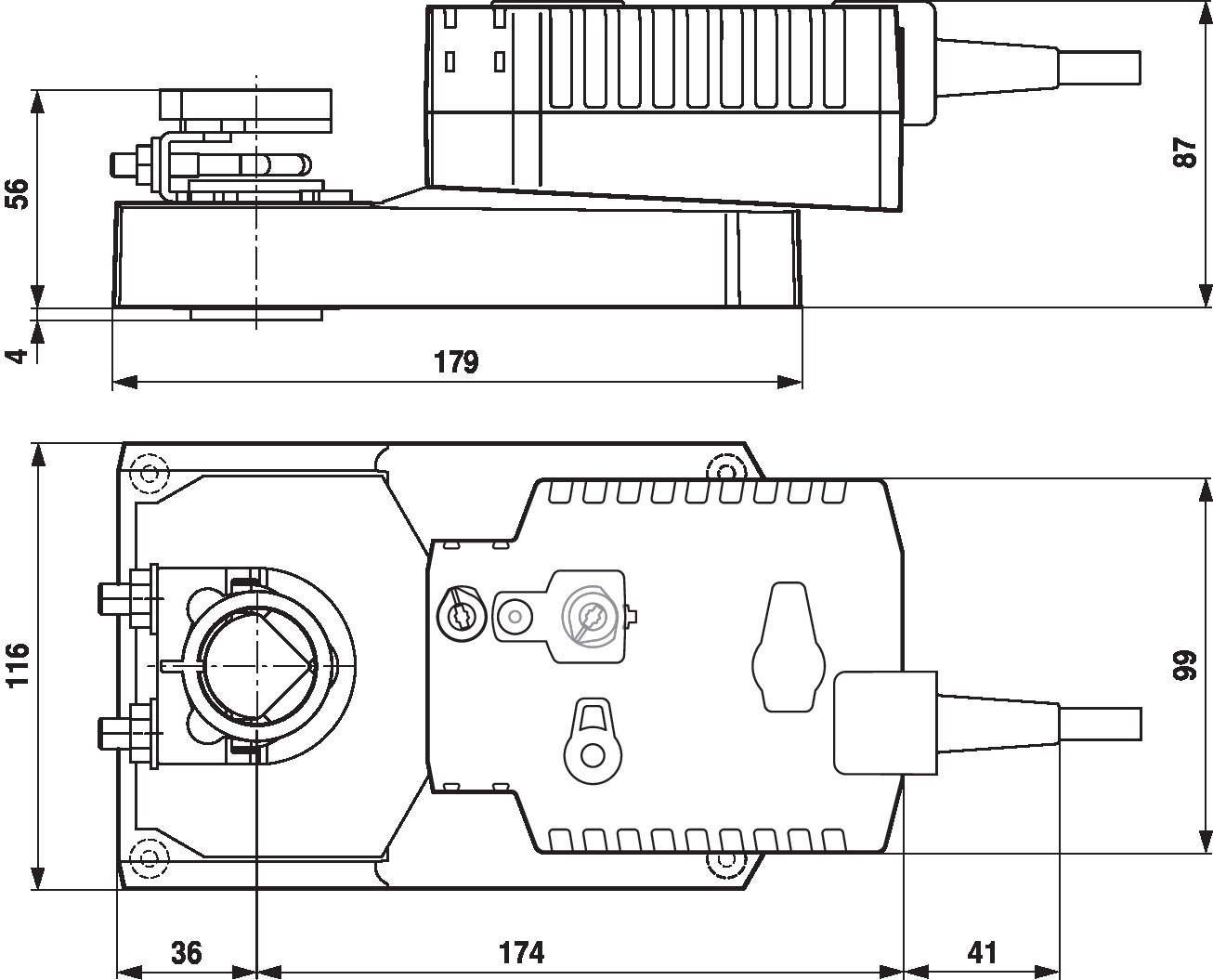 Габаритный чертёж Belimo GK24A-1